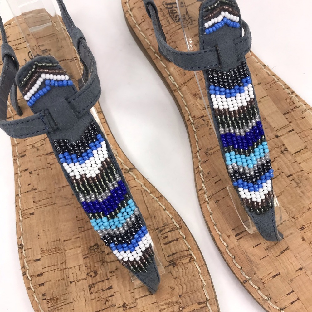 GH Bass Womens Size 8 Gia Beaded Thong T Straps Cork Sandal Shoe - Picture 2 of 9